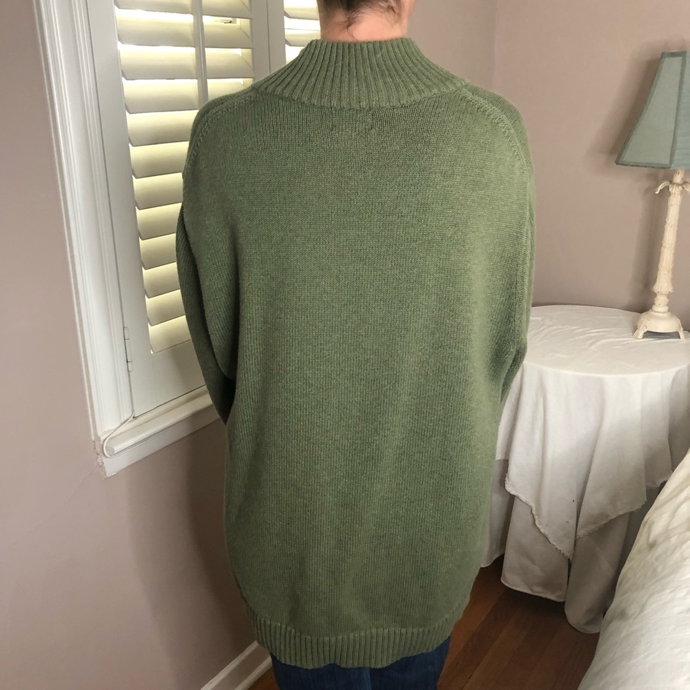 4 LEFT S-XL Oversized Sexy Olive Green Knit 1/2 Zip Neck Pullover Ribbed Sweater - Picture 3 of 3